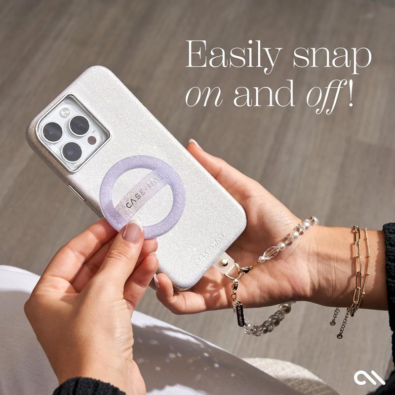 Casemate Magnetic Phone Grip MagSafe Loop Grip - Detachable Holder for Hand - Soft Collapsible MagSafe Grips for Back of Phone for iPhone 17 Pro Max/16 Pro Max /15/14/13/12/S25 Ultra - Purple Sparkle - Image 5